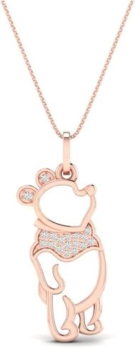 Jewelry Port Created Round Cut White Diamond Real 925 Sterling Silver 14K Gold Finish Birthday/Wedding Party Wear Shiny Cute Teddy Pendant Necklace Gift For Women in Saudi Arabia