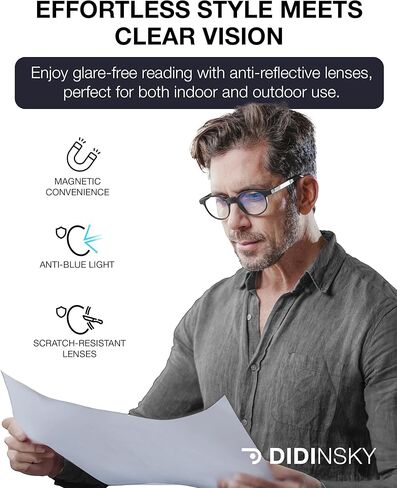 DIDINSKY Magnetic Reading Glasses – Foldable Blue Light Blocking Readers for Men & Women with Anti-Reflective Lenses in Saudi Arabia