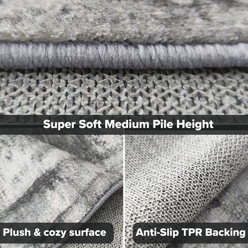 Hudson Comfort 10x12 Area Rug - Faux Cashmere Living Room Carpet - Machine Washable Area Rugs with Anti-Slip TPR Back - Super Soft 6mm Pile Height Pet-Friendly Rugs (Gray) in Saudi Arabia