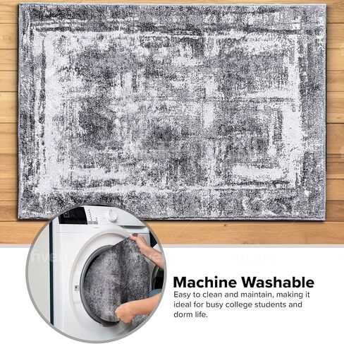 Hudson Comfort 10x12 Area Rug - Faux Cashmere Living Room Carpet - Machine Washable Area Rugs with Anti-Slip TPR Back - Super Soft 6mm Pile Height Pet-Friendly Rugs (Gray) in Saudi Arabia