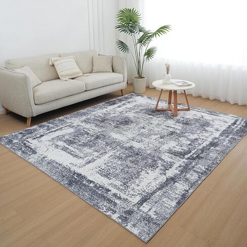Hudson Comfort 10x12 Area Rug - Faux Cashmere Living Room Carpet - Machine Washable Area Rugs with Anti-Slip TPR Back - Super Soft 6mm Pile Height Pet-Friendly Rugs (Gray) in Saudi Arabia