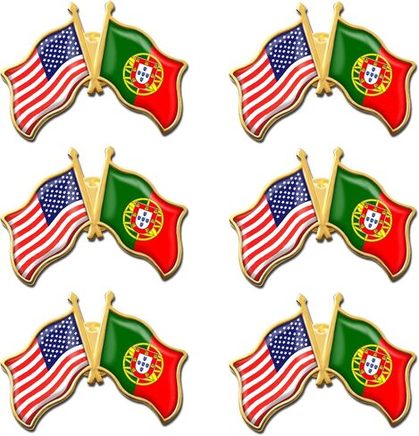 6/12/50/100 Pack -American Portugal Friendship Flag Pins Bulk -1.4" Metal US USA Swiss Lapel Pins Badge Button Button Souvenir in Saudi Arabia