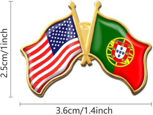 6/12/50/100 Pack -American Portugal Friendship Flag Pins Bulk -1.4" Metal US USA Swiss Lapel Pins Badge Button Button Souvenir in Saudi Arabia