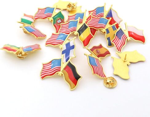 6/12/50/100 Pack -American Portugal Friendship Flag Pins Bulk -1.4" Metal US USA Swiss Lapel Pins Badge Button Button Souvenir in Saudi Arabia