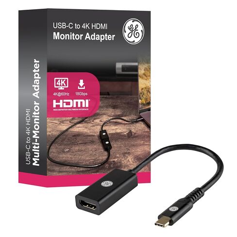 GE USB-C إلى محول HDMI المزدوج 4K @60Hz ، النوع C إلى محول HDMI ، و Displitch ، و USB C Pass-sive يدعم العرض الموسع من الشاشات المزدوجة ، لجهاز الكمبيوتر المحمول ، سطح المكتب ، الكمبيوتر اللوحي ، الرمادي ، 81661 in Kuwait