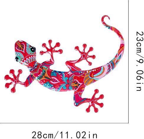 SHAODIE Metal Garden Lizard Wall Art, Colorful Decorative Gecko Sculpture, Weather Resistant, 11 x 9 inches Outdoor trees and fence decorations in Saudi Arabia