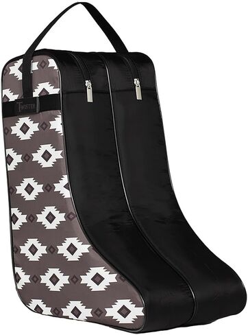 Twister Boot Bag, Chocolate Brown with Southwestern Arrow Fabric, Microsuede, Nylon Handles in Kuwait