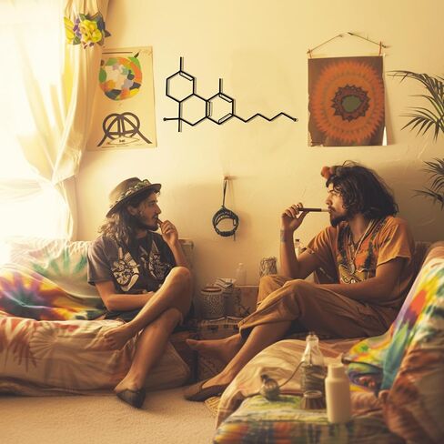 ديكور حائط Zckjnoi Molecule Hippie - ملصق جزيء مخدر وفن جداري بطابع هيبي لغرفة المراهقين الجمالية in Kuwait