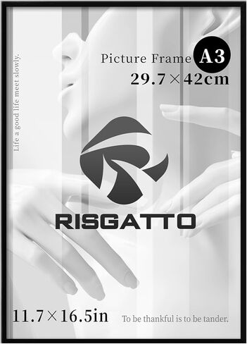 Risgatto A3 Picture Frame, 11.7x16.5 Inch Minimalist Aluminum Frame with HD Acrylic, Thin Metal Poster Frame for Wall Mount, Vertical & Horizontal Display – Black in Kuwait