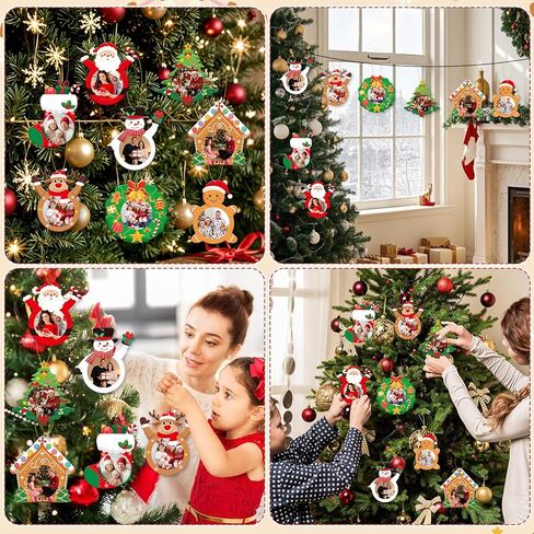 Hedeey إطار صورة عيد الميلاد الحلي الحرفية إطار صورة عيد الميلاد عيد الميلاد DIY الحرفية صورة معلقة الحلي لشجرة عيد الميلاد عطلة الشتاء الفن المنزل أنشطة الفصول الدراسية in Saudi Arabia