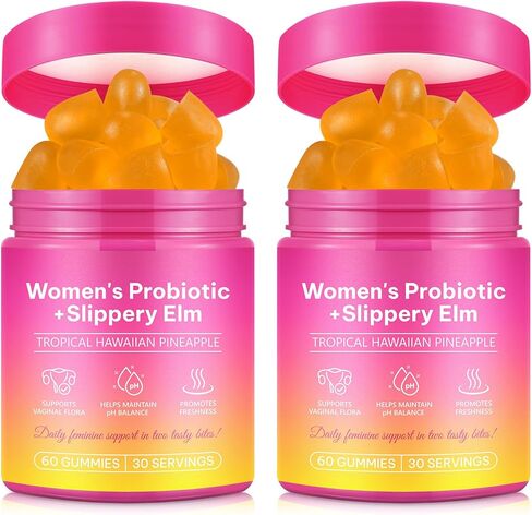 Rulviou Women's Probiotic Gummies for Vaginal Health - pH Balance & Immune Support Supplement, Pineapple Flavor, 60 Count | Feminine Care Vitamins for Women in Saudi Arabia