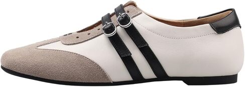 U-lite Women‘s Slip On Ballet Flats Shoes Mary Jane Closed Square Toe Double Buckle Strap Leather Sneaker Comfortable Casual Multicolor Shoes in Saudi Arabia