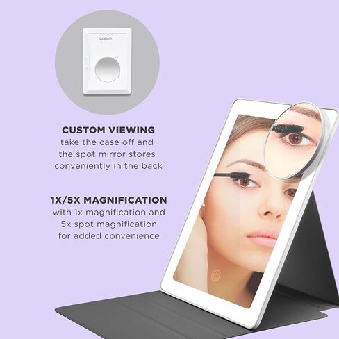 Conair Lighted Makeup Mirror, LED Vanity Mirror, 1X/5X Magnifying Mirror, Foldable with Case, Battery Operated and Rechargeable in White in Saudi Arabia