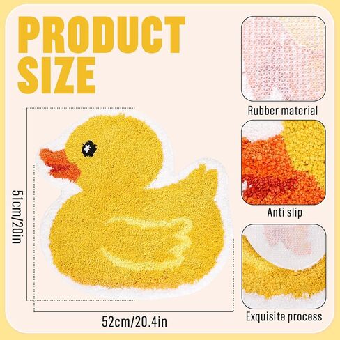 FYSUIMU Yellow Duck Bath Rug Cute Rubber Duck Shaped Tuft Bath Mat Non Slip Washable Decorative Floor Mat for Birthday Baby Shower Home Bathroom Decor in Saudi Arabia