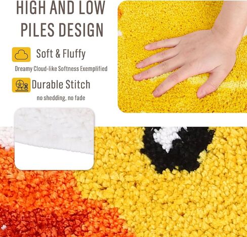 FYSUIMU Yellow Duck Bath Rug Cute Rubber Duck Shaped Tuft Bath Mat Non Slip Washable Decorative Floor Mat for Birthday Baby Shower Home Bathroom Decor in Saudi Arabia