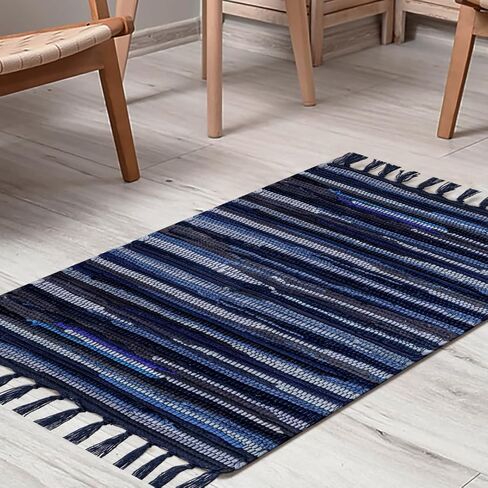 CottonCove Cotton Chindi Rug - Boho Rustic Area Accent Throw Rug - Area Floor Carpet for Bedroom Living Room Kitchen Dorm Entryway Hallway - 20x32 inch Hand Woven Reversible Area Rug Red Multi in Saudi Arabia