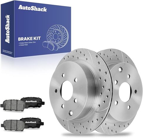 AutoShack Rear Brake Kit Replacement for Nissan Murano Pathfinder INFINITI QX60 Drilled & Slotted Zinc Coated Disc Brake Rotors Ceramic Brakes Pads 12.13" 308 mm BRKPKG003579 in Saudi Arabia