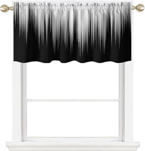 AAtter Black and Grey Window Curtains for Kitchen Small Silver White Ombre Mens Gothic Art Two Tone Gradient Abstract Trendy Living Room Bedroom Window Drape Treatment Valance, 52" W x 18" L, Modern in Saudi Arabia