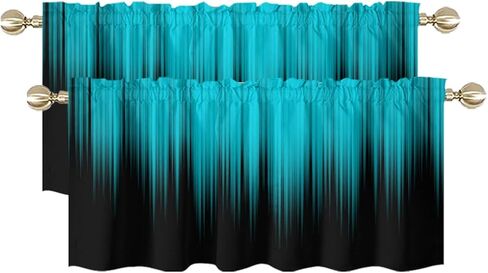 AAtter Black and Grey Window Curtains for Kitchen Small Silver White Ombre Mens Gothic Art Two Tone Gradient Abstract Trendy Living Room Bedroom Window Drape Treatment Valance, 52" W x 18" L, Modern in Saudi Arabia