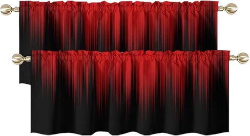 AAtter Black and Grey Window Curtains for Kitchen Small Silver White Ombre Mens Gothic Art Two Tone Gradient Abstract Trendy Living Room Bedroom Window Drape Treatment Valance, 52" W x 18" L, Modern in Saudi Arabia