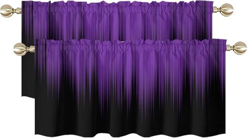 AAtter Black and Grey Window Curtains for Kitchen Small Silver White Ombre Mens Gothic Art Two Tone Gradient Abstract Trendy Living Room Bedroom Window Drape Treatment Valance, 52" W x 18" L, Modern in Saudi Arabia