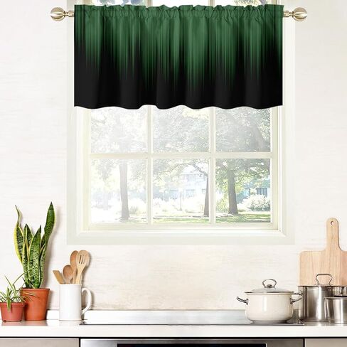 AAtter Black and Grey Window Curtains for Kitchen Small Silver White Ombre Mens Gothic Art Two Tone Gradient Abstract Trendy Living Room Bedroom Window Drape Treatment Valance, 52" W x 18" L, Modern in Saudi Arabia