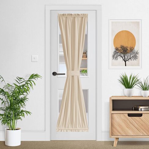 ستارة باب فرنسية من NICETOWN لنافذة المطبخ، ستارة تعتيم مخملية لغرفة المعيشة، مجموعة معالجة النوافذ المعزولة حراريًا لديكور المنزل والمكتب/غرفة الدراسة، W26 x L72، بيج فاتح، قطعة واحدة in Kuwait