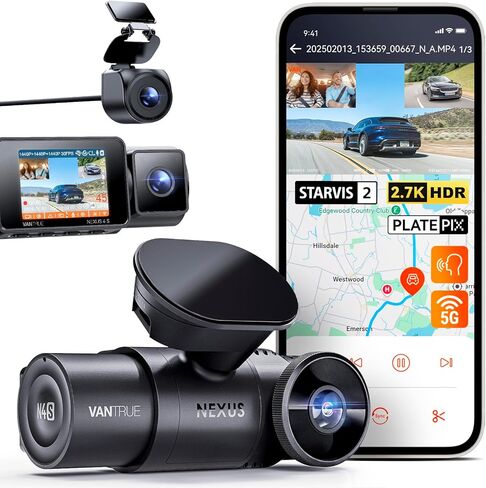 Vantrue N4S 3 Channel WiFi Dash Cam ، Starvis 2 ، PlatePix ™ ، 2.7k+1440p+1440 Front Inside Dashcam ، HDR ، IR Night Vision ، Voice Control ، GPS ، Support LTE ، وضع وقوف السيارات على مدار 24/7 ، دعم 1 تيراب كحد أقصى in Kuwait