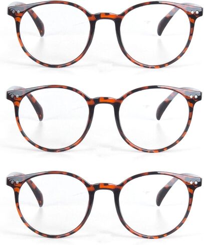 EYE ZOOM 3 Pack Retro Round Plastic Frame Reading Glasses for Men and Women, Multi Color in Saudi Arabia