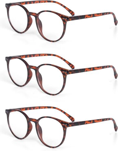 EYE ZOOM 3 Pack Retro Round Plastic Frame Reading Glasses for Men and Women, Multi Color in Saudi Arabia