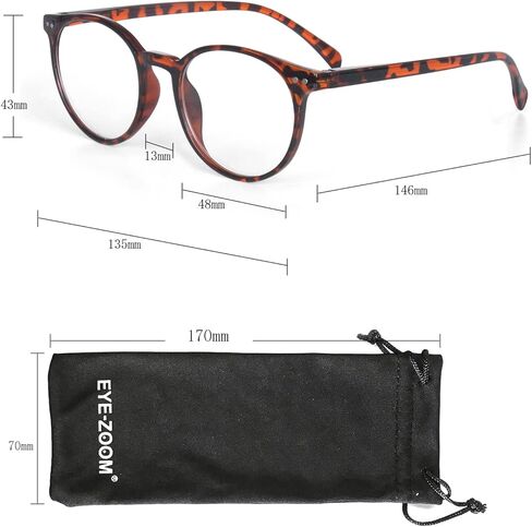 EYE ZOOM 3 Pack Retro Round Plastic Frame Reading Glasses for Men and Women, Multi Color in Saudi Arabia