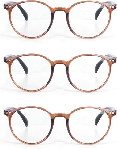 EYE ZOOM 3 Pack Retro Round Plastic Frame Reading Glasses for Men and Women, Multi Color in Saudi Arabia