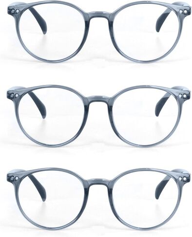EYE ZOOM 3 Pack Retro Round Plastic Frame Reading Glasses for Men and Women, Multi Color in Saudi Arabia
