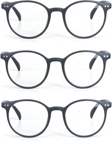 EYE ZOOM 3 Pack Retro Round Plastic Frame Reading Glasses for Men and Women, Multi Color in Saudi Arabia