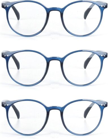 EYE ZOOM 3 Pack Retro Round Plastic Frame Reading Glasses for Men and Women, Multi Color in Saudi Arabia