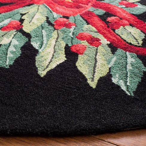 SAFAVIEH Vintage Poster Collection Accent Rug - 2' x 3', Black & Multi, Hand-Hooked Christmas Horn Novelty Wool, Ideal for High Traffic Areas in Entryway, Living Room, Bedroom (VP321A) in Saudi Arabia