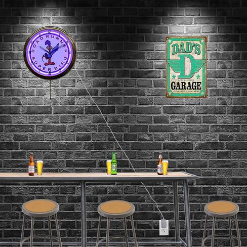 Plymouth Roadrunner Neon Garage Clock (16") (Purple) in Saudi Arabia