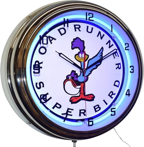 Plymouth Roadrunner Neon Garage Clock (16") (Purple) in Saudi Arabia