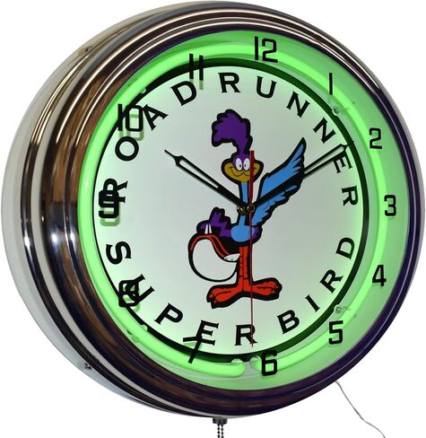 Plymouth Roadrunner Neon Garage Clock (16") (Purple) in Saudi Arabia