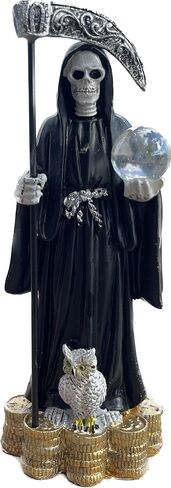 تمثال Moviebros Santa Muerte أسود بطول 12.7 سم، تمثال جمجمة الموت المقدس لديكور المنزل in Saudi Arabia
