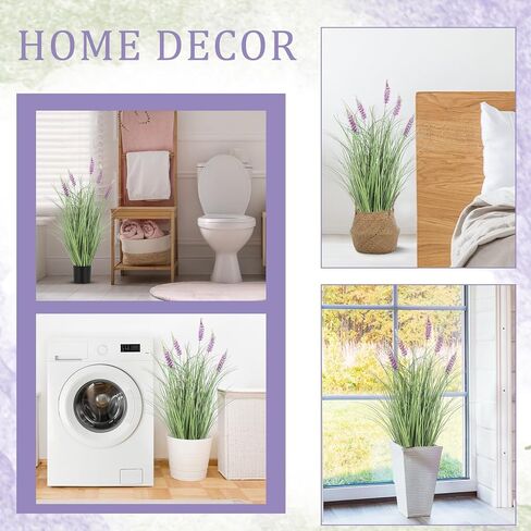 Jexine 4 Pieces Faux Plants Outdoor 3 ft Tall Artificial Lavender Plant Potted Artificial Lavender Faux Greenery Floor Flowers for Housewarming Gift House Garden Bathroom Lobby Outdoor in Saudi Arabia