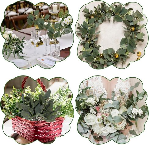 KALIONE 12 PCS Artificial Silver Dollar Eucalyptus Leaves Picks Stems and Faux Branches with White Seeds, 11.4'' Decoration Greenery Stems Plants for Vase Bouquets, Flower Arrangement(Style 2) in Saudi Arabia