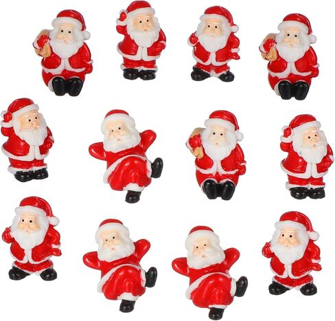 DOITOOL 12Pcs Christmas Miniature Figurines, Mini Christmas Santa Claus Ornaments, Resin Tiny Figurines for DIY Fairy Garden and Snow Globes Holiday Decor (Mixed Style) in Saudi Arabia