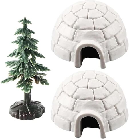 Polar Igloo Christmas Tree Figurines Set Miniature Arctic Figures Toy Playset Mini Polar Animal Shelter Ornament Decorative in Saudi Arabia