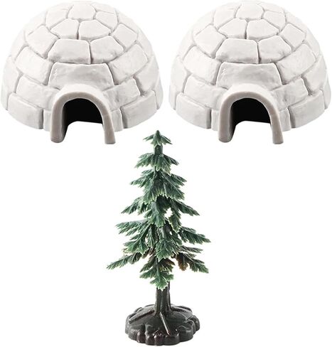 Polar Igloo Christmas Tree Figurines Set Miniature Arctic Figures Toy Playset Mini Polar Animal Shelter Ornament Decorative in Saudi Arabia