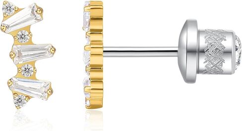 Limerencia Screw Back Earrings Hypoallergenic G23 Implant Grade Titanium Earrings Tragus 20G Helix Cubic Zirconia Studs F136 Titanium Piercing Post for Women Sensitive Ears in Saudi Arabia