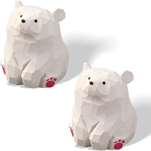 COVRA 2-Pack تماثيل الدب الخشبية المنحوتة يدويًا، 1.4 بوصة تماثيل الدب الجلوس، ديكور صغير من الخشب الصلب لغرفة النوم، المكتب، غرفة اللعب، زخرفة نحت الفن، فكرة هدية (الدب البني) in Kuwait