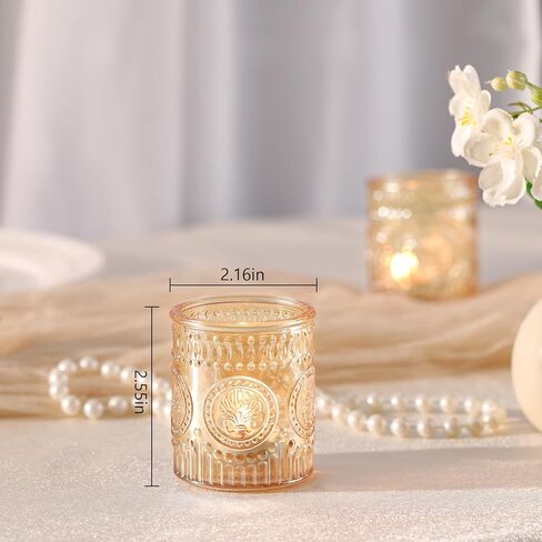MATAHUM 24 Pcs Gold Votive Candle Holders, Glass Tealight Candle Holders for Home Decor, Wedding Table Centerpiece, Birdal Shower, Party in Saudi Arabia