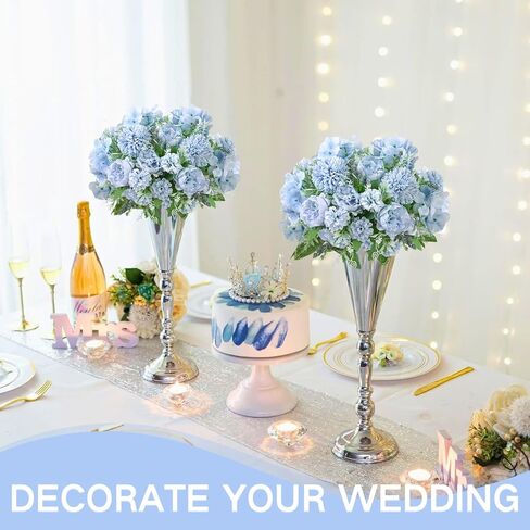 ASTRYAS Blue Artificial Flowers, 12Pcs Fake Peony Silk Peonies for Decoration Blue Faux Flower Arrangements for Spring Office Home Decor Wedding Party (Light Blue) in Saudi Arabia
