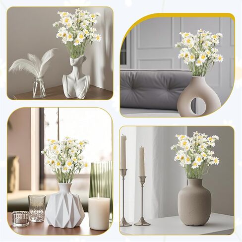 KALIONE 6Pcs Small White Daisy Flowers Artificial, 10 Inch Artificial Daisy Flowers, Vase Centerpiece Table Decorations, Fake Daisies, Wildflower Spring Flower for Wedding Party Decor in Saudi Arabia